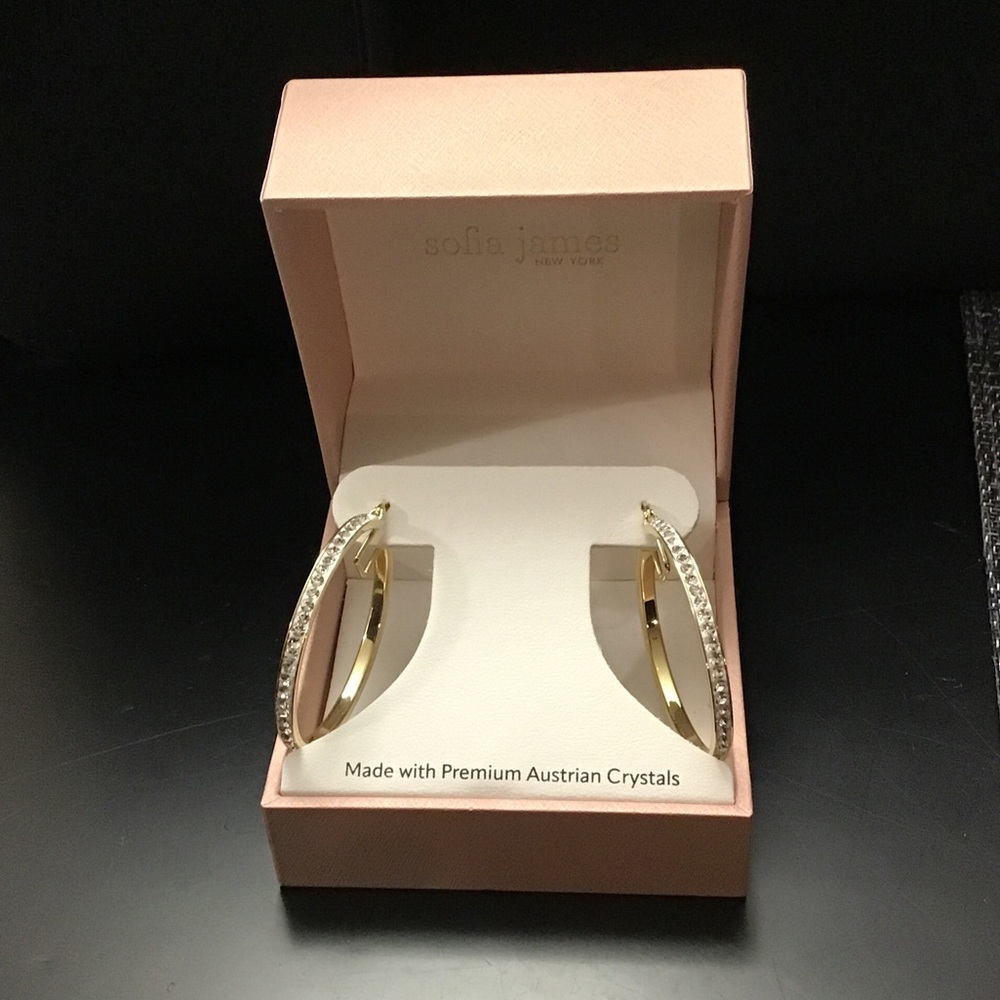 Sofia James Gold Hoop Earrings with Premium Austrian Crystals